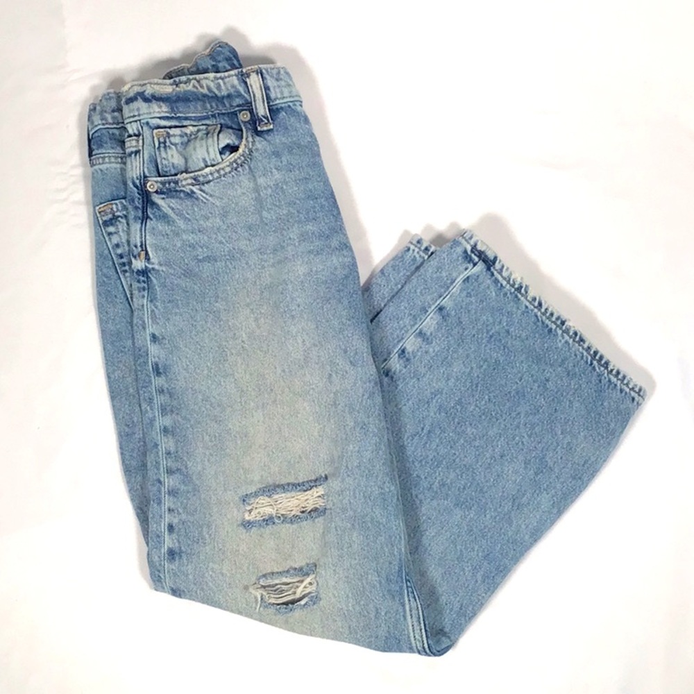 GAP Kids Destructed Low Rise Stride Wide-Leg Jeans